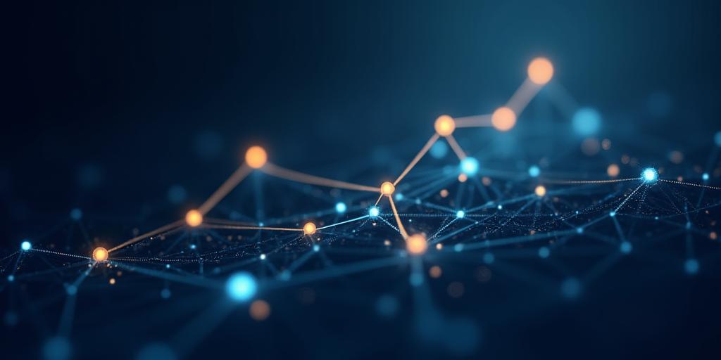 Kintsugi SystemsのITサービス概要を示す抽象的なネットワーク図とビジネスの成長を示すグラフ